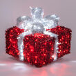 16" Red and White LED Dimensional Outdoor Christmas Gift Box 
