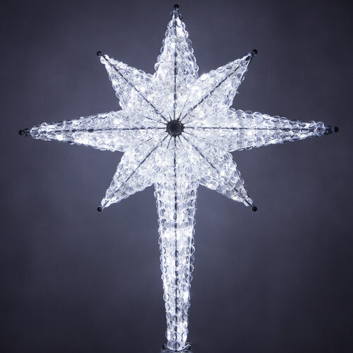 Shimmering Cool White LED Crystal 8 Point Star Tree Topper