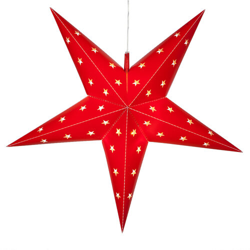 Battery Operated 18" Red Aurora Superstar TM 5 Point Star Light, Fold-Flat, LED Lights, Outdoor Rated