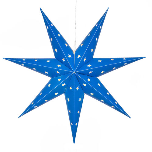 24" Blue Aurora Superstar TM 7 Point Star Light, Fold-Flat, LED Lights, Outdoor Rated