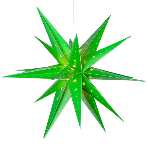 24" Green Aurora Superstar TM Moravian Star Light, Fold-Flat, LED Lights, Outdoor Rated