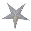 18" Silver Aurora Superstar TM 5 Point Star Light, Fold-Flat, LED Lights, Outdoor Rated