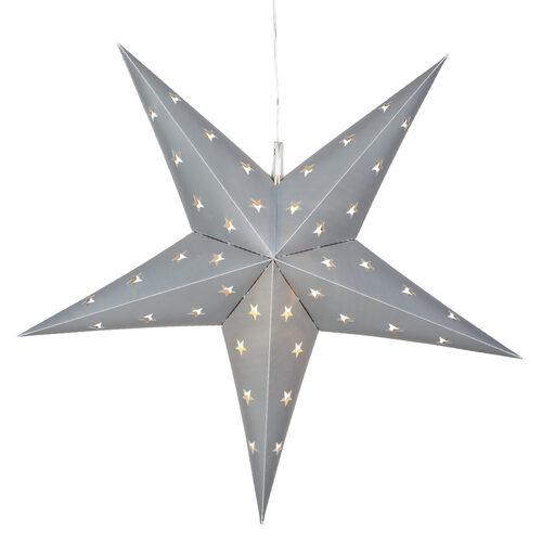 Battery Operated 18" Silver Aurora Superstar TM 5 Point Star Light, Fold-Flat, LED Lights, Outdoor Rated