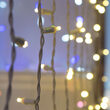 5mm Twinkle Wide Angle Warm White LED Christmas Lights on White Wire, Male Plug Only