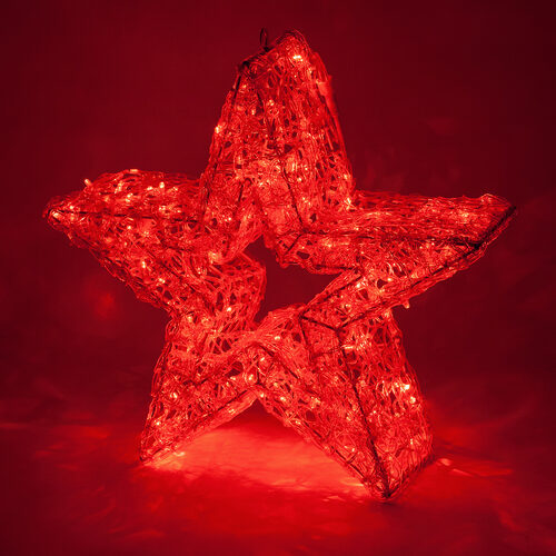 24" LED Five Point Dimensional Star, Red Lights 