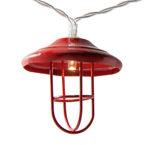 LED Red Lantern String Lights, 10 Warm White Lights