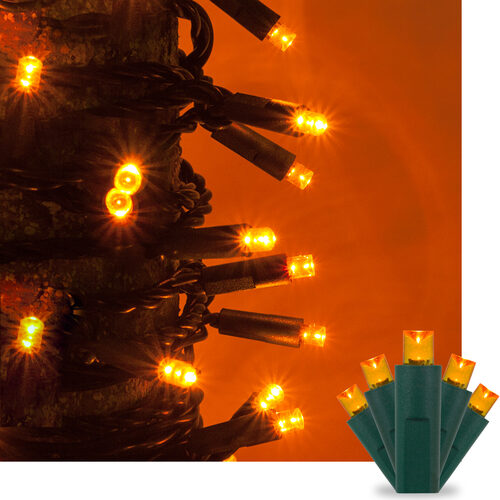 Kringle Traditions 5mm Amber LED Christmas Lights on Green Wire