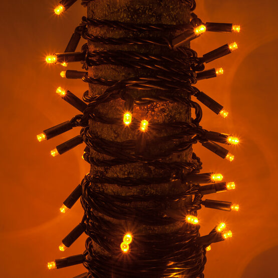 Kringle Traditions 5mm Amber LED Christmas Lights on Green Wire