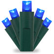 50 Kringle Traditions 5mm Blue LED Christmas Lights, Green Wire, 6" Spacing, Balled Set