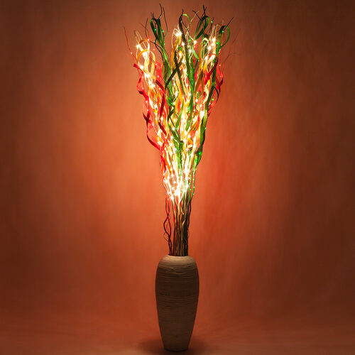 63" Red Lighted Slender Willow Branches, Red LED