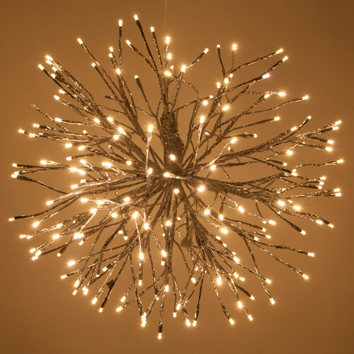 24" Silver Starburst Lighted Branches, Warm White LED, Twinkle