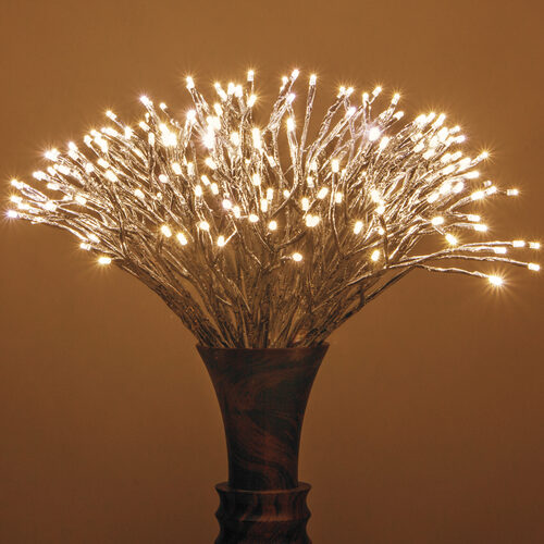 24" Silver Starburst Lighted Branches, Warm White LED, Twinkle