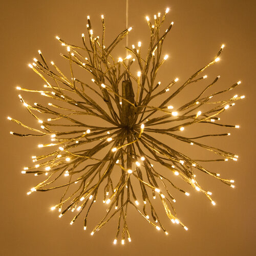24" Gold Starburst Lighted Branches, Warm White LED, Twinkle