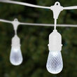 54' Commercial Cool White LED Patio String Light Set with 24 S14 Bulbs on White Wire, with Drops