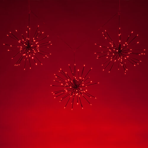 15" Red Starburst Lighted Branches, Red LED, Twinkle, Set of 3 