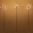 10" Silver Starburst Lighted Branches on Stakes, Warm White LED, Set of 3 