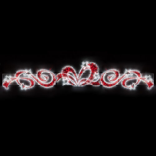 23' x 3.6' LED Red Ribbon and Cool White Stars Streetscape