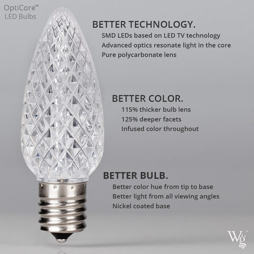 C9 Cool White OptiCore LED Bulbs, 5-Pack
