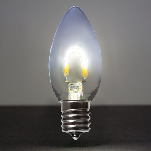 C9 Transparent Glass Cool White FlexFilament LED Bulbs 
