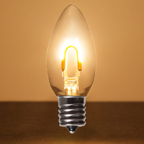 C9 Transparent Glass Warm White FlexFilament LED Bulbs 