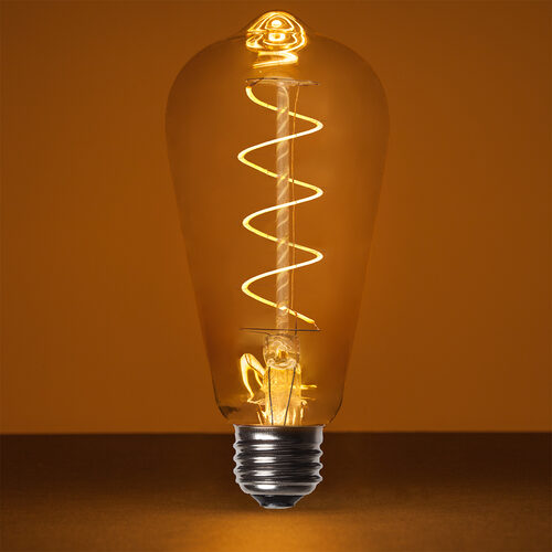 ST64 Antiqued Glass Warm White FlexFilament LED Edison Bulbs 