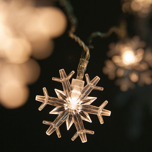 Warm White Battery Operated Snowflake LED Lights