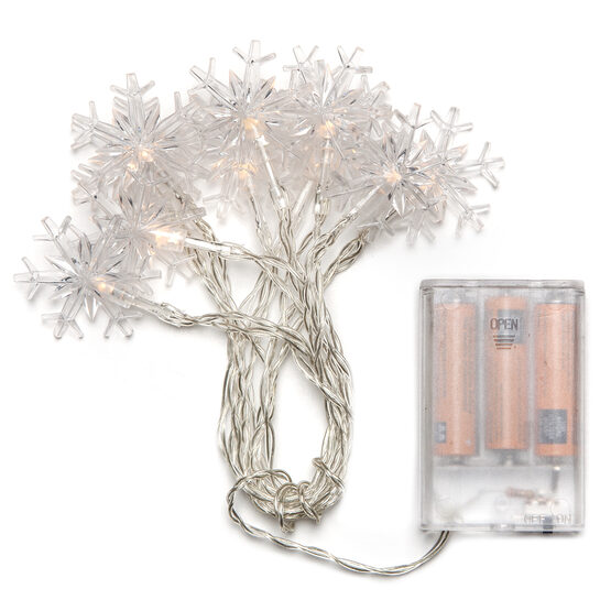 Warm White Battery Operated Snowflake LED Lights - Wintergreen Corporation