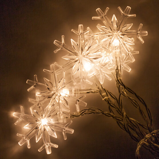 Warm White Battery Operated Snowflake LED Lights - Wintergreen Corporation
