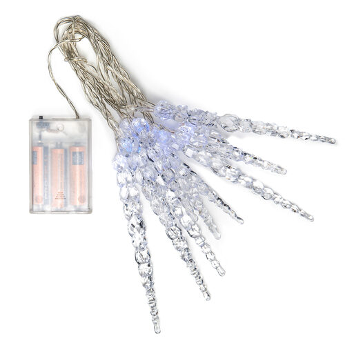 Blue-Cool White Battery Operated Icicle LED Twinkle Lights