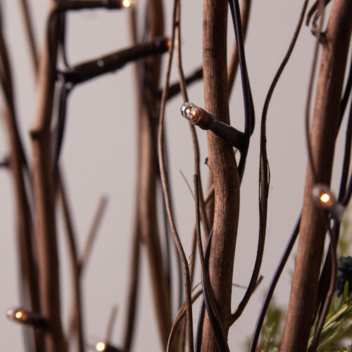 36" Brown Lighted Branch, Clear Rice Lights
