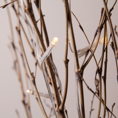 30" Battery Operated Brown Bamboo Lighted Branches, Warm White LED Lights