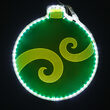 13" Electric Green Lit Ornament with Etched Swirl Design