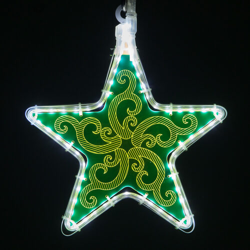 10" Electric Green Star Light with Etched Ornamental Filigree Design 