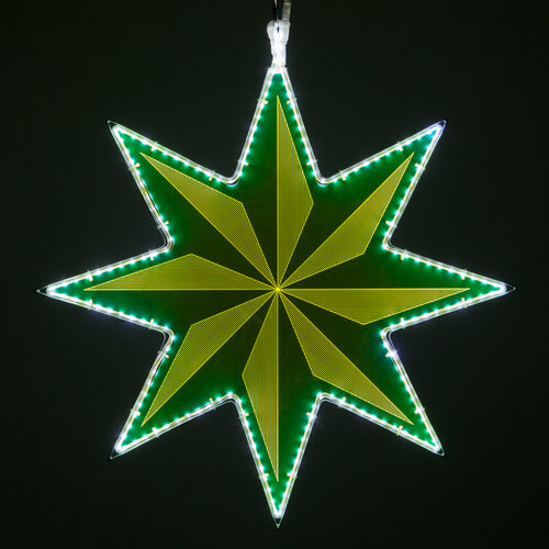 25" Electric Green 8 Point Star Light with Etched Pinwheel Design 