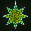 25" Electric Green 8 Point Star Light with Etched Swirl Filigree Design 