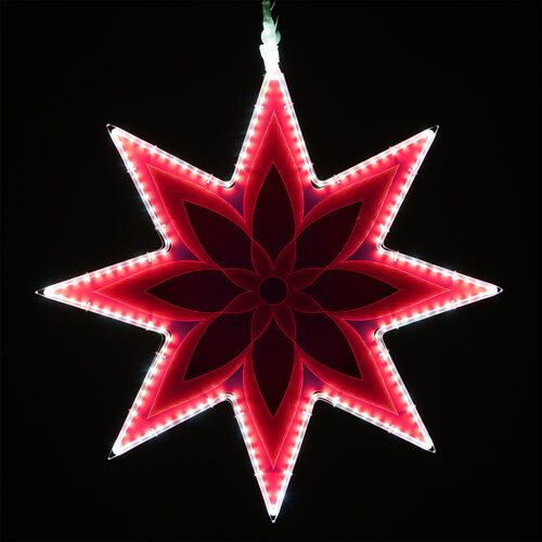 25" Electric Pink 8 Point Star Light with Etched Flower Design 