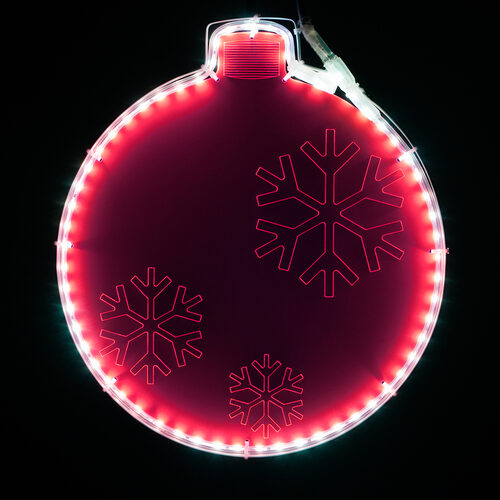 13" Electric Pink Lit Ornament with Etched Snowflake Design 