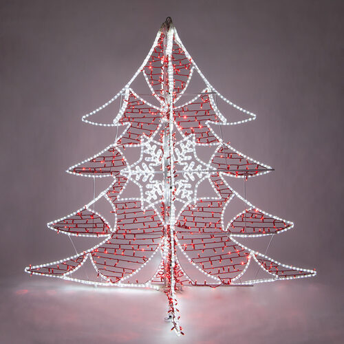 6' Red and White LED Ice Crystal Tree