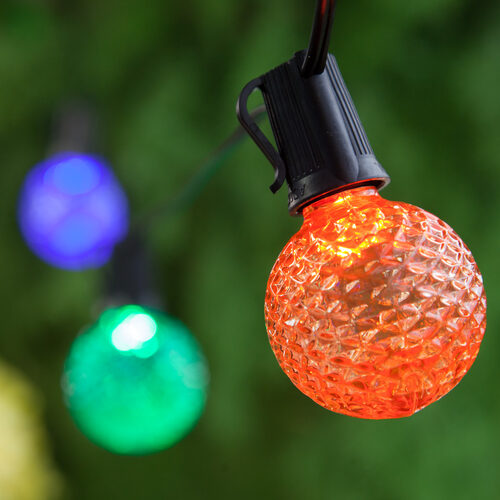 25' Multicolor OptiCore LED Patio String Light Set with 25 G50 Bulbs on Black Wire, E17 Base
