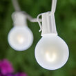 10' Cool White FlexFilament Satin LED Patio String Light Set with 10 G50 Bulbs on White Wire, E12 Base