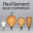 35' FlexFilament Antiqued LED Patio String Light Set with 7 G125 Edison Bulbs on Black Wire