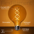35' FlexFilament Antiqued LED Patio String Light Set with 7 G95 Edison Bulbs on Black Wire