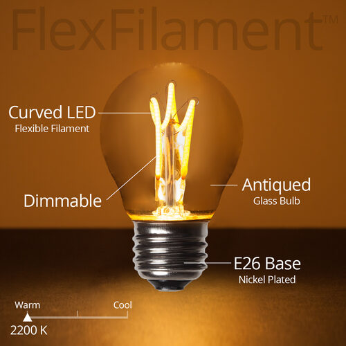G45 Antiqued Glass Warm White FlexFilament Globe Light LED Edison Bulbs 