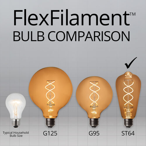 ST64 Glass Warm White FlexFilament LED Edison Bulbs 
