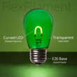 S14 Transparent Glass Green FlexFilament LED Bulbs 