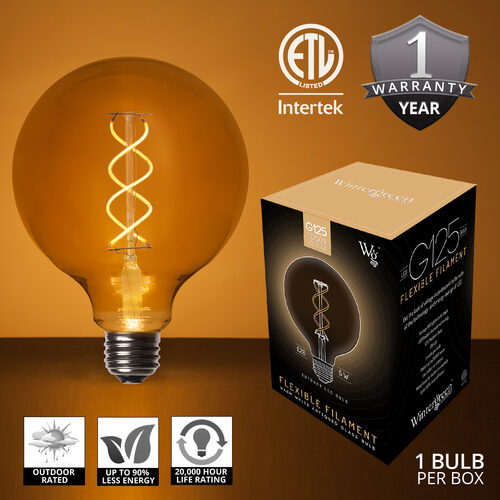 35' FlexFilament Antiqued LED Patio String Light Set with 7 G125 Edison Bulbs on Black Wire