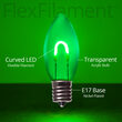 C9 Transparent Acrylic Green FlexFilament LED Bulbs 