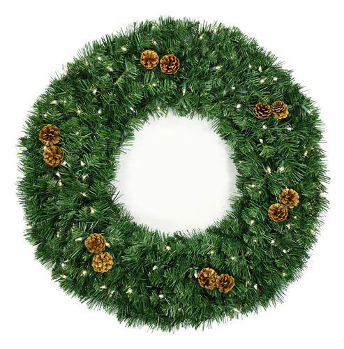 24" Winchester Fir Prelit Wreath, 50 Clear Mini Lights