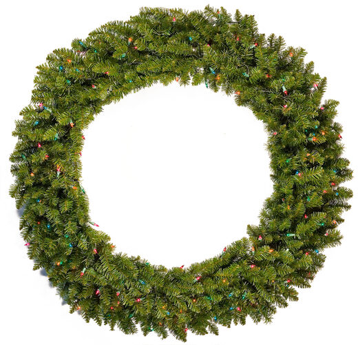 48" Tiffany Prelit Wreath, 150 Multicolor Mini Lights