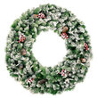 24" Frosted Hawthorne Prelit Wreath, 50 Clear Mini Lights